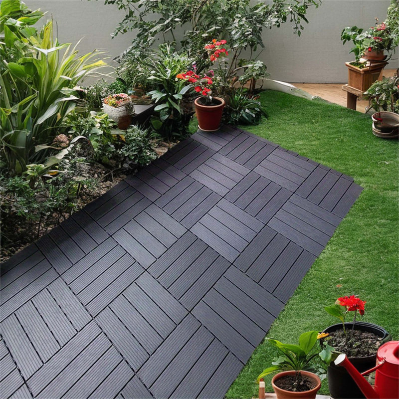 Paquet de 54 tuiles de terrasse emboîtables en plastique, imperméables pour l'extérieur