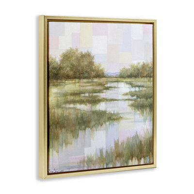 «River Reflections Impressionist Landscape Floater», art mural par Linda Sperruche