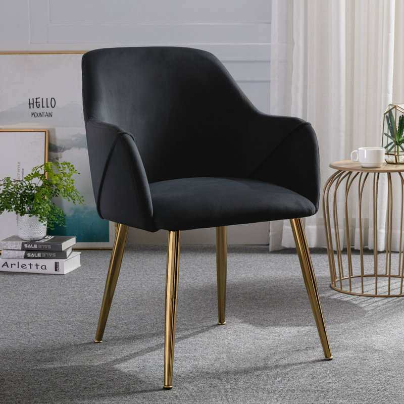 Abdulbaki 46cm H Velvet Upholstered Armchair, Black