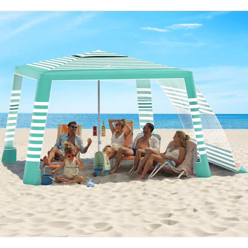 Valley Beach Cabana, tente de plage 8 * 8FT avec protection UPF50 +, toile de plage facile à installer et résistante au vent
