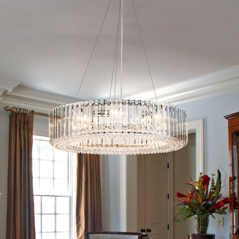 Craggie 6 - Light Round Crystal Chandelier, Chrome, 16cm H x 50cm W x 50cm D