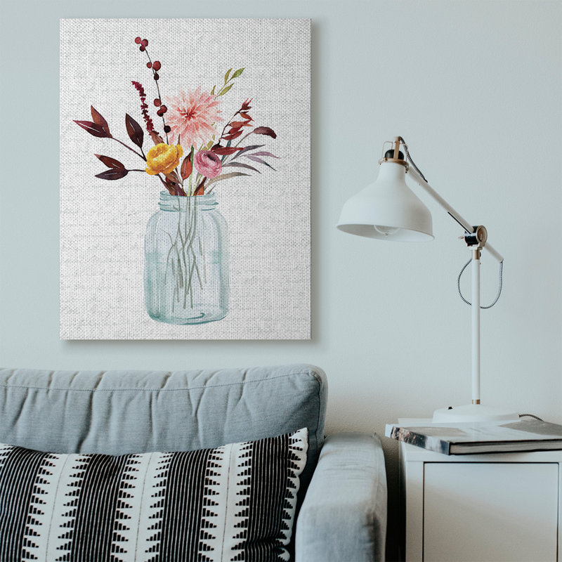 « pot of fleurs red automne », art textuel, Toile tendue, H 48 po x l 36 po