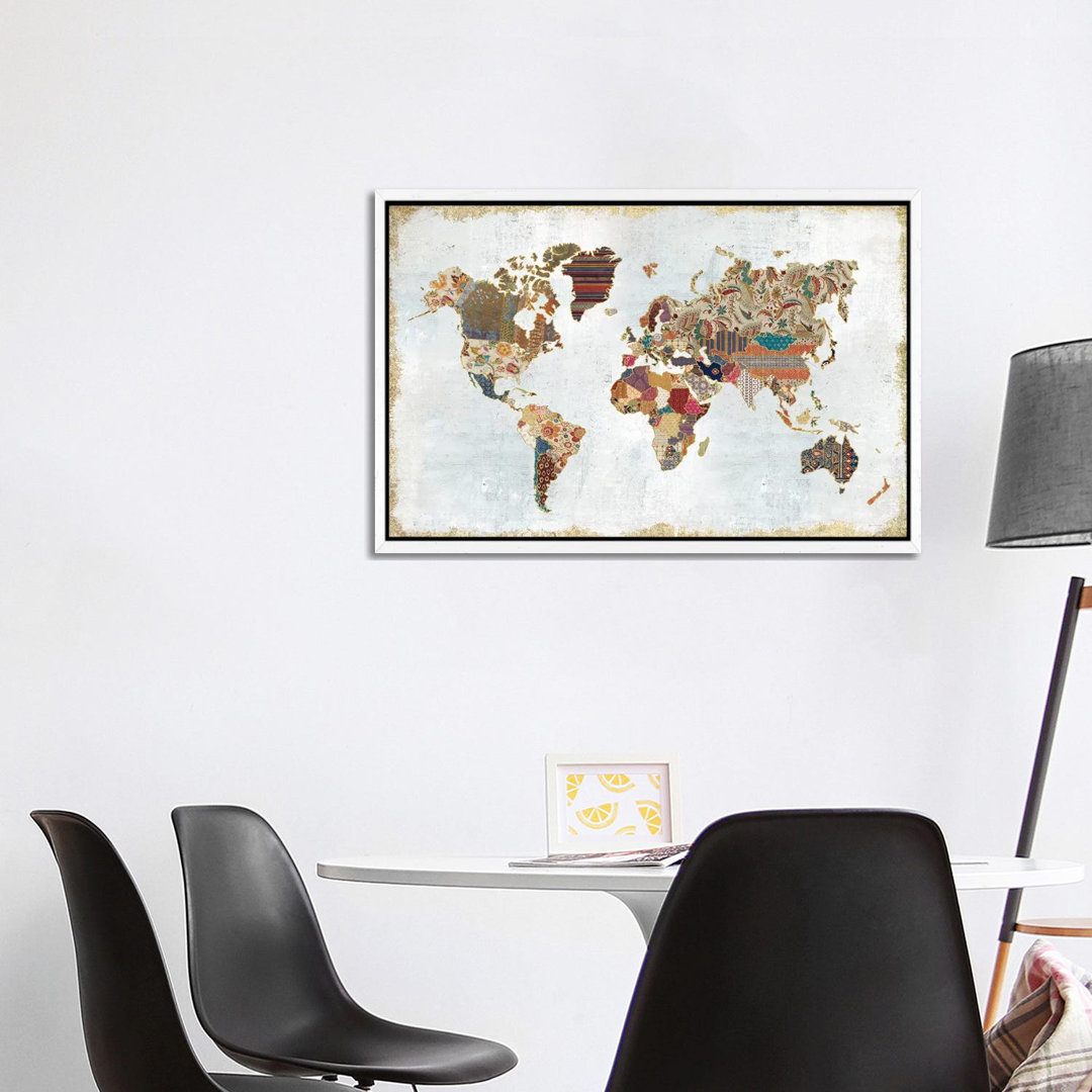 Pattern World Map von Laura Marshall - Galerie-verpackte Leinwand Giclée auf Leinwand