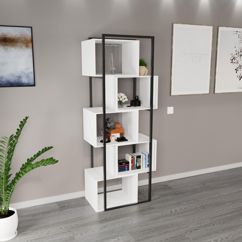 Aliona 70cm W Metal Shelving Unit, White/Black