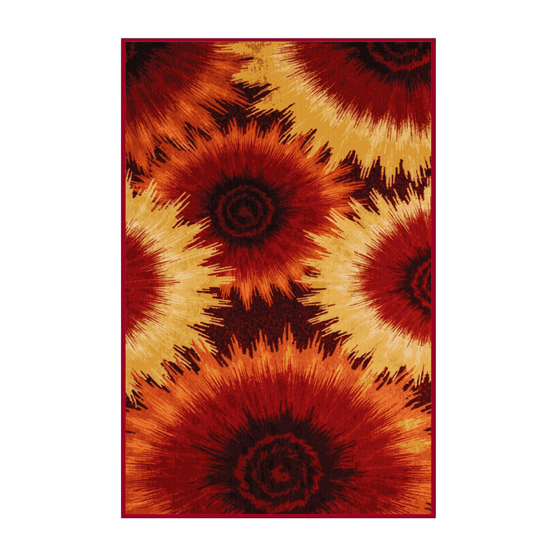 Tapis rouge lavable à la machine, Rectangle 7 pi x 9 pi