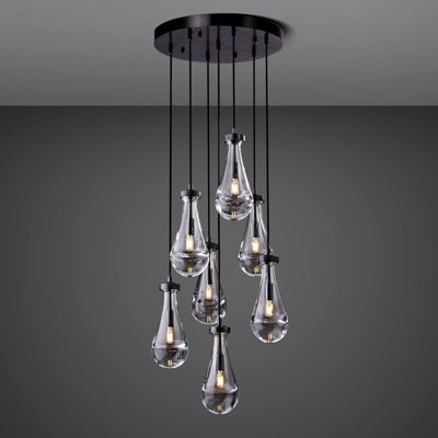 H100" Raindrops 7 Lights Pendant Light