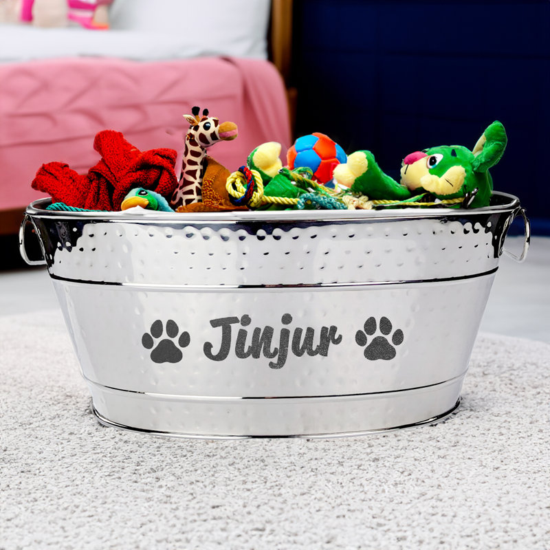 Trinx Large Personalized Stainless Steel Dog Toy Storage Bin, Yes