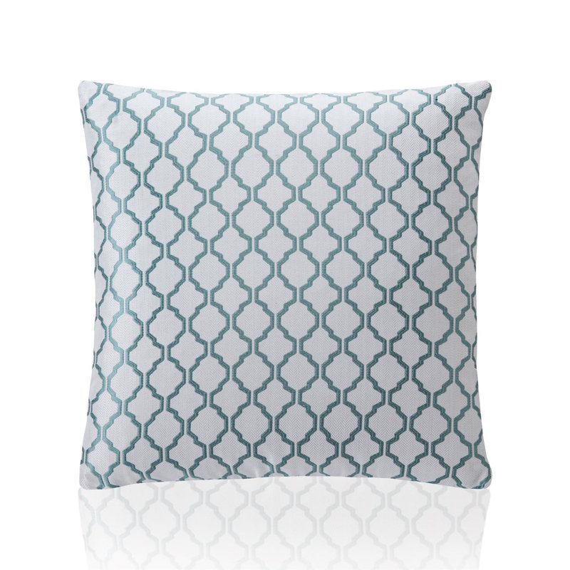 Dareece Geometric Square Throw Cushion, Teal/White