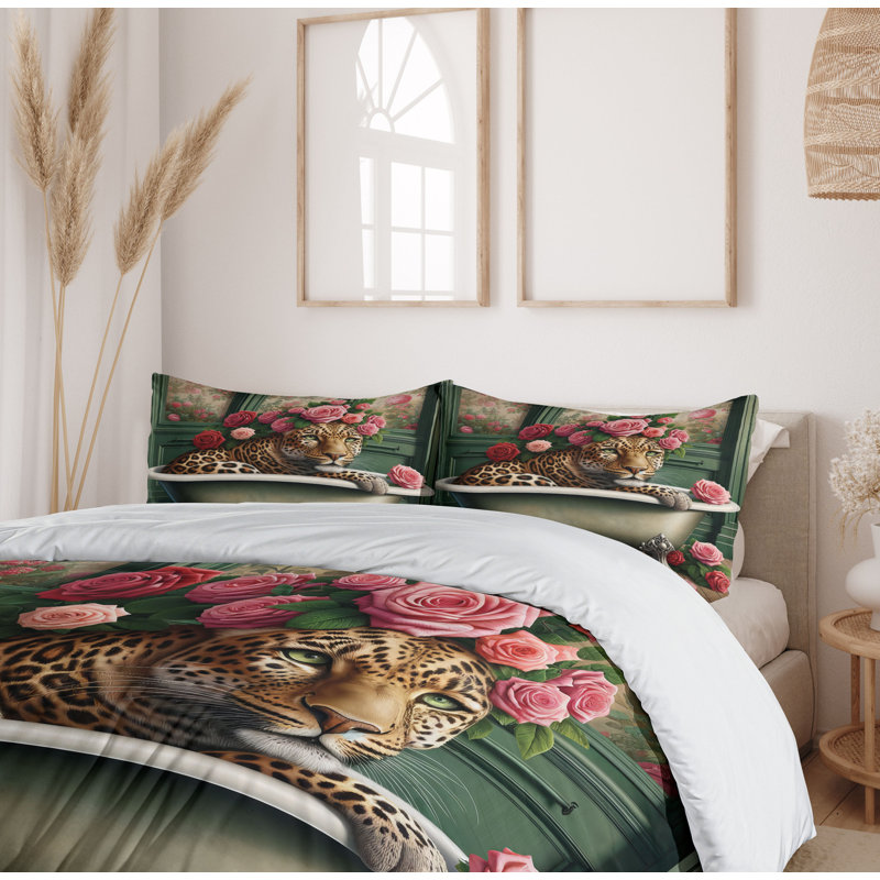 Leopard Duvet Cover, California King Duvet Cover + 2 Standard Shams