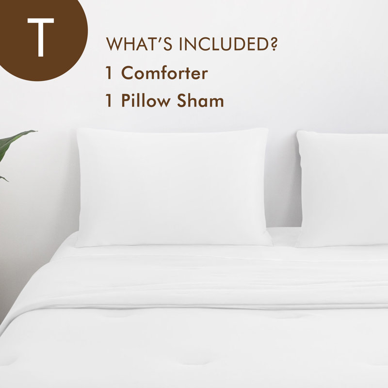 Wayfair Basics® 3 Pieces Soft Jersey Knit All-Season Comforter Set, Twin Comforter + 1 Standard Sham, White