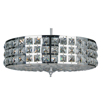 4-Light Chrome Pendant With Clear Crystals