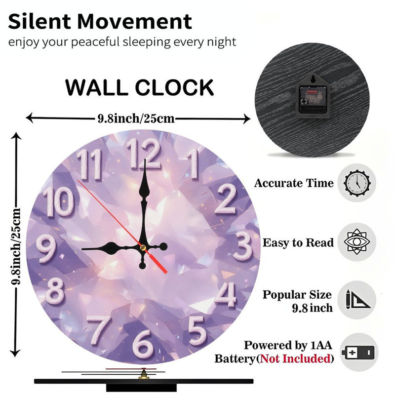Horloge en cristal mauve