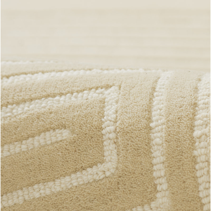 Orlie Hand Tufted Wool Geometric Area Rug in Brown, Beige, Rectangle 8' x 10'