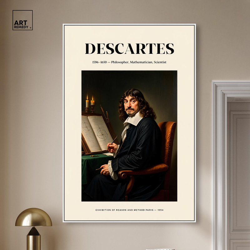 Affiches «penseur cartésien» par Art Remedy, H 55 po x l 37 po, Cadre blanc