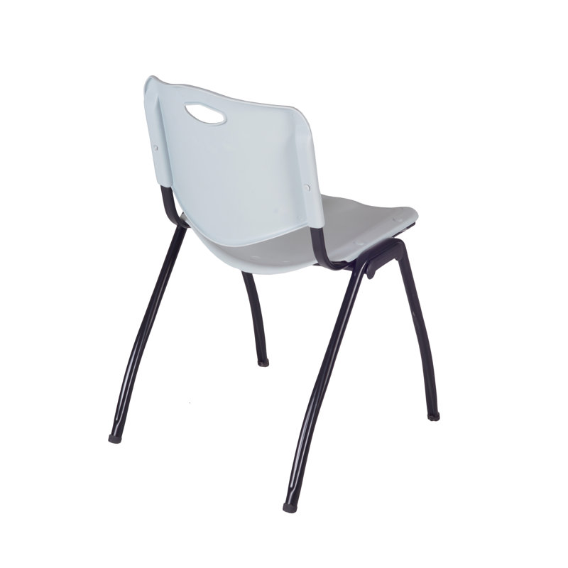Industrial Gray Leather & Metal Stacking Chair - 20"W x 30"H