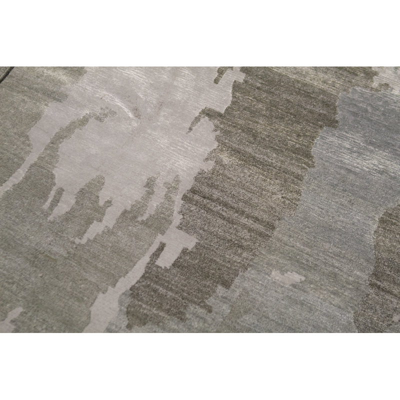 Cotton Abstract Area Rug in Gray
