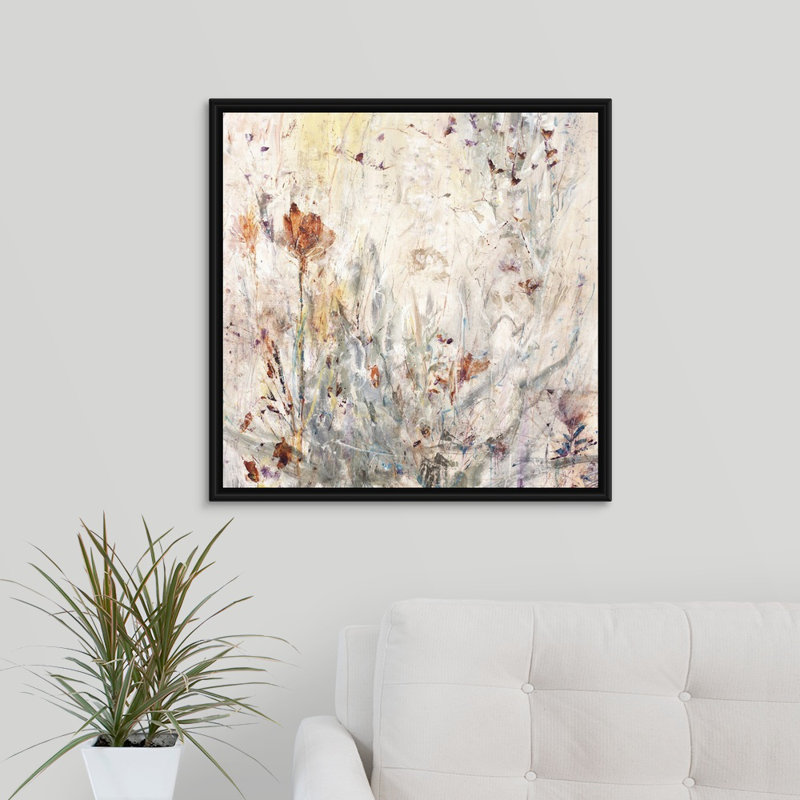 « natural luxe », peinture sur toile, Cadre flottant noir, H 13,7 po x l 13,7 po x p 1,75 po