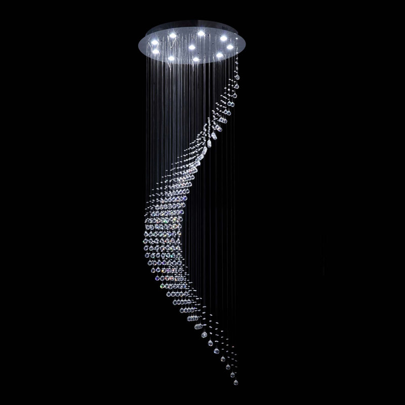 Dimmable 10-Light Geometric Crystal Chandelier
