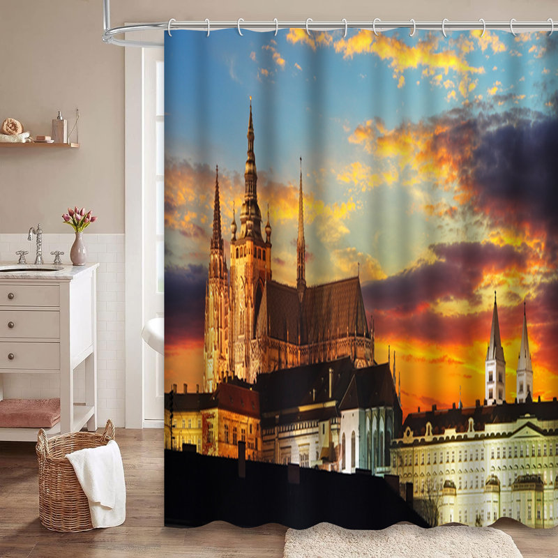 Rideau de douche avec 12 crochets Castle, L 72 po x l 78 po