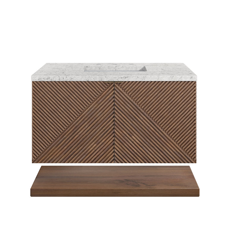 Marcello 36'' Single Bathroom Vanity with Quartz Top, Eternal Jasmine Pearl, 8" Widespread, 36"