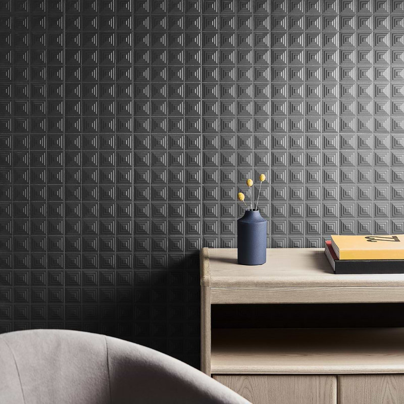 Kinzie Pyramid 8X16 3D Matte Ceramic Tile, Charcoal