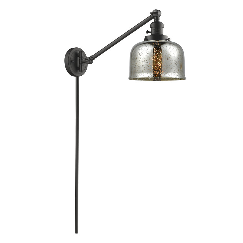 Bras pivotant à 1 lumière à intensité variable Talton, Ampoule DEL rétro de 3,5 watts, Bronze huilé, Argent mercuré plaqué