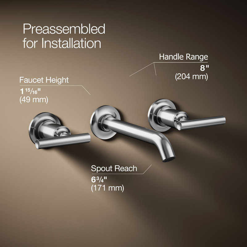 Purist® Wall-Mounted Bathroom Faucet, Polished Chrome, Lever Handle