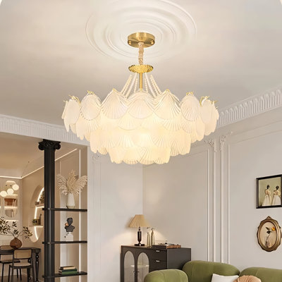 31" Diameter Modern Capiz Shell Crystal Chandelier 12 Light, Luxury Coastal Chandelier, Boho Ceiling Light Fixtures For Bedroom, Dinning Room, Living Room, Hallway Foyer 0A7B12A33BDF41C4854298A79FB5AACB