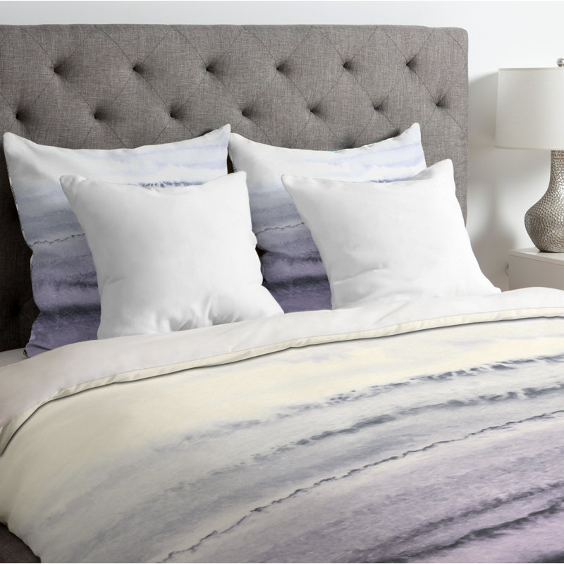 Monika Strigel Modern & Contemporary Polyester Abstract Duvet Cover, Twin/Twin XL Duvet Cover, White/Purple Ombre