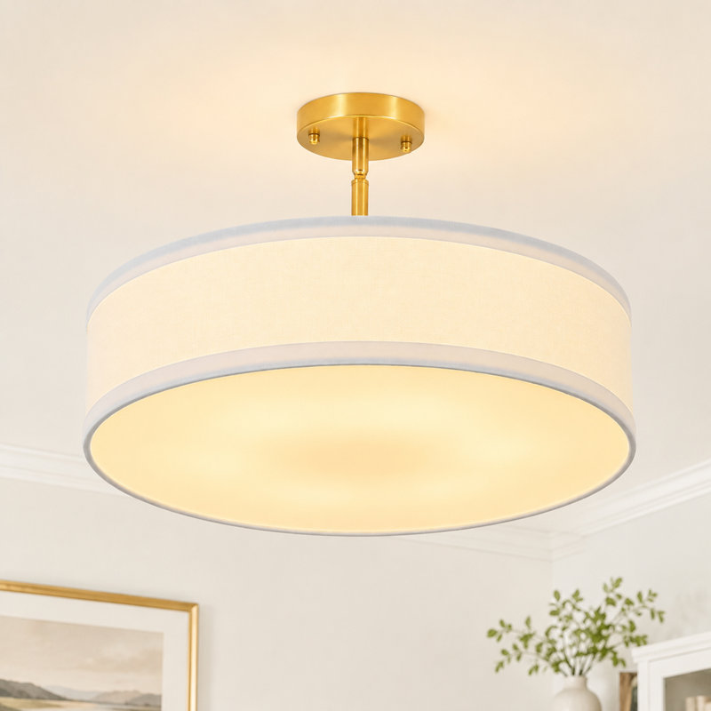Aurelia 6-Light 24" Fabric Drum Semi Flush Mount Ceiling Light
