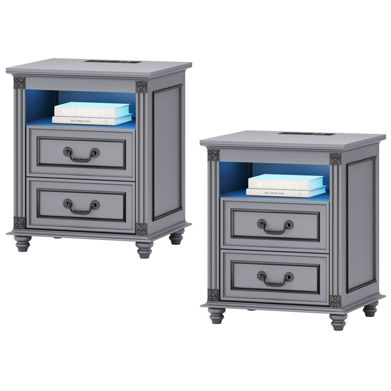 50cm W Bedside Table, Grey
