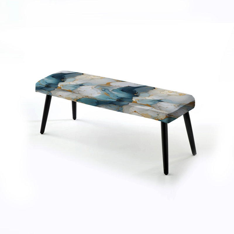 Banc rembourré noir, Zen Blue And White Marble