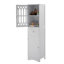 Armoire de rangement blanche pour salle de bain - avec tablette réglable, porte et tiroir, grande salle de bain autoportante et pratique-1537383416