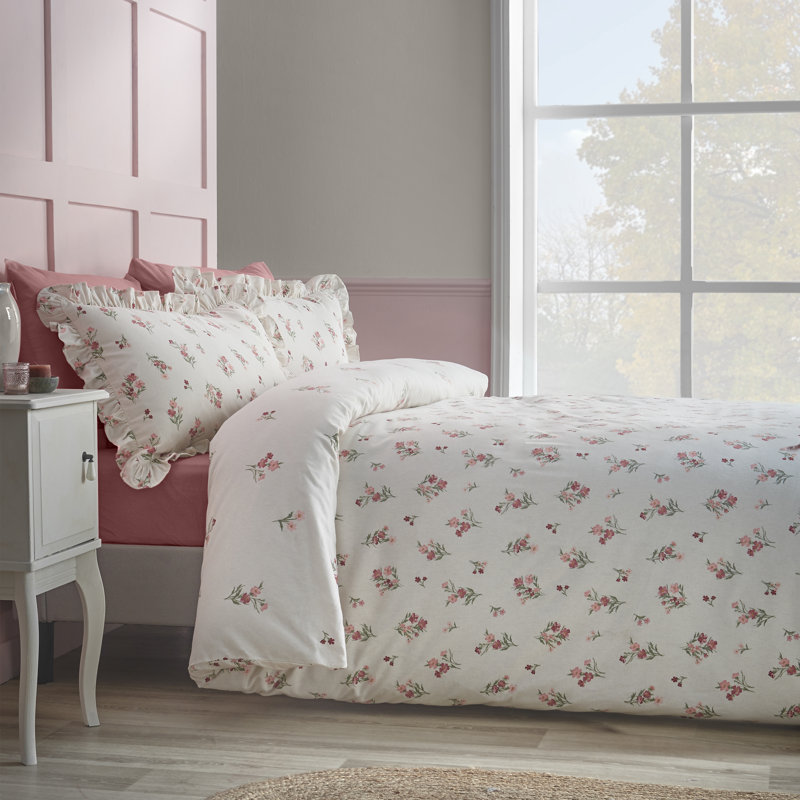 Brushed Ditsy Floral Cotton Reversible Duvet Cover Set, Super King Bed (260 x 220 cm)