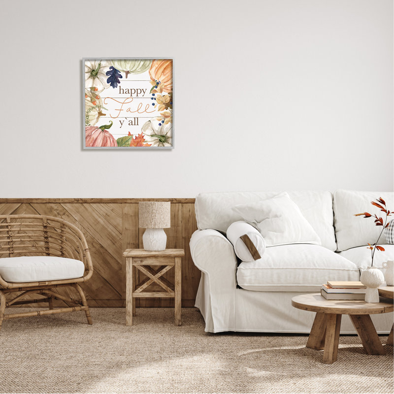 «Happy Fall Y'all» par Carol Robinson, H 24 po x l 24 po x P 1,5 po, Estampe numérique Farmhouse