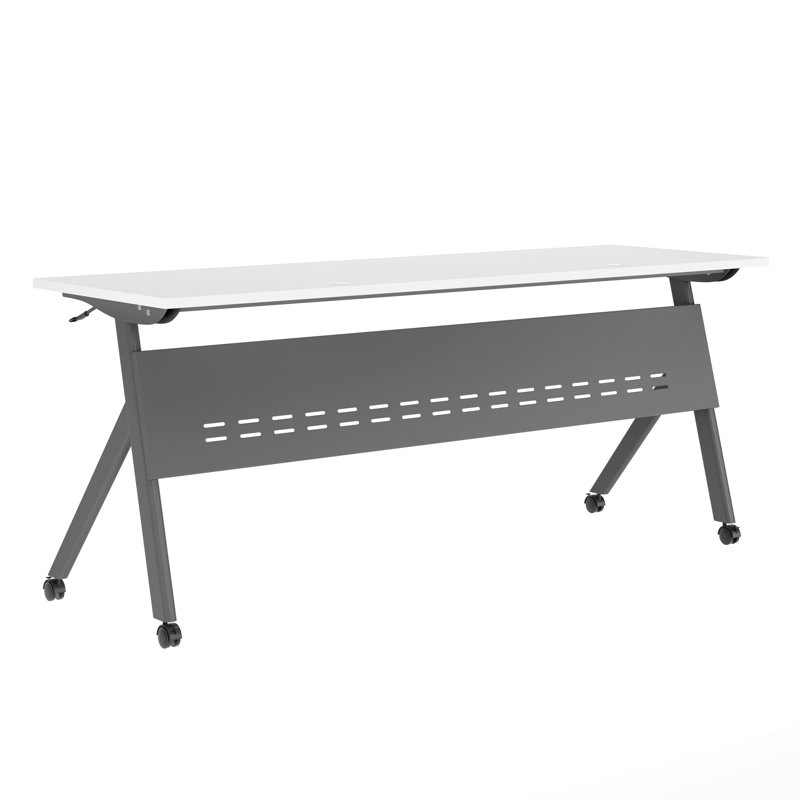 Commercial Nesting Flip Training Table With Steel Frame And Y-Legs, White, Grey