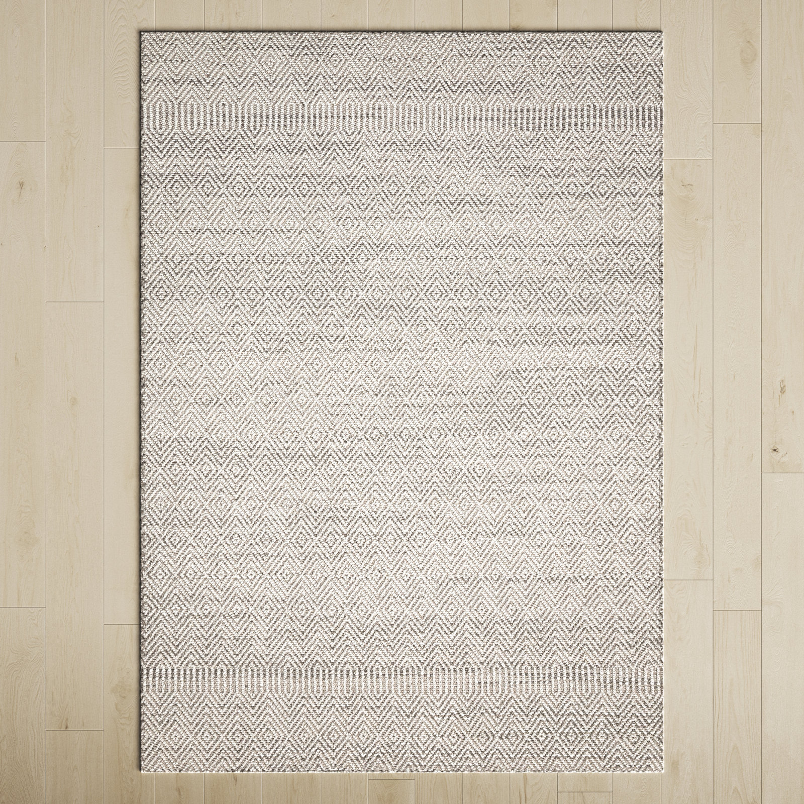Gray White Geometric Outdoor Rug, Rectangle 6'7" x 9'4"