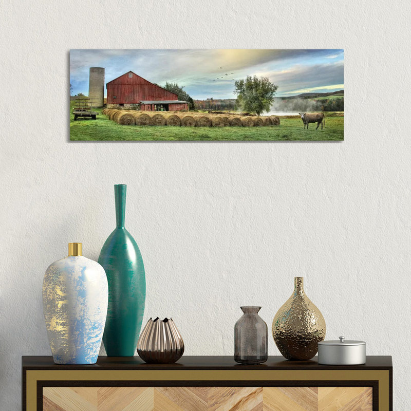 Hay Harvest by Lori Deiter - Panoramic Print on Canvas, Wrapped Canvas, 30.48cm H x 91.44cm W x 1.91cm D