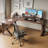 Light Walnut Color L-Shaped Solid Wood writing desk-131440698-131440696
