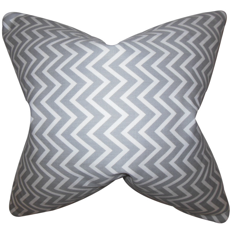 Coussin en coton en zigzag sula, Gris, 18 po x 18 po, Mélange de duvet