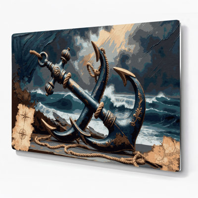 Nautical Crossed anchors Black Metal Wall Art