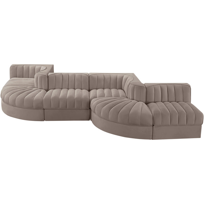 Tissu en velours Demars Performance 6 pièces Canapé modulaire modulaire, Velours taupe