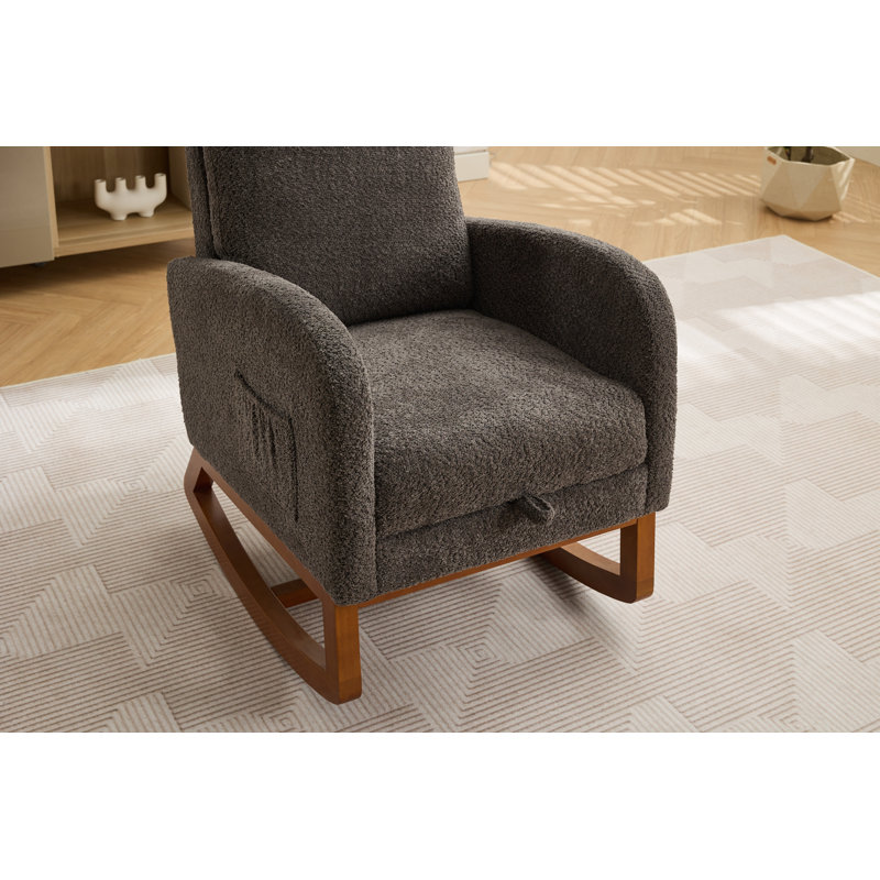 Accent Rocking Chair With Footrest, Brown, Charcoal