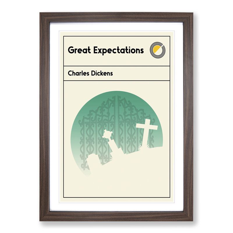 Book Cover Great Expectations Charles Dickens - Picture Frame Graphic Art, 48cm H x 36cm W x 2cm D, Walnut