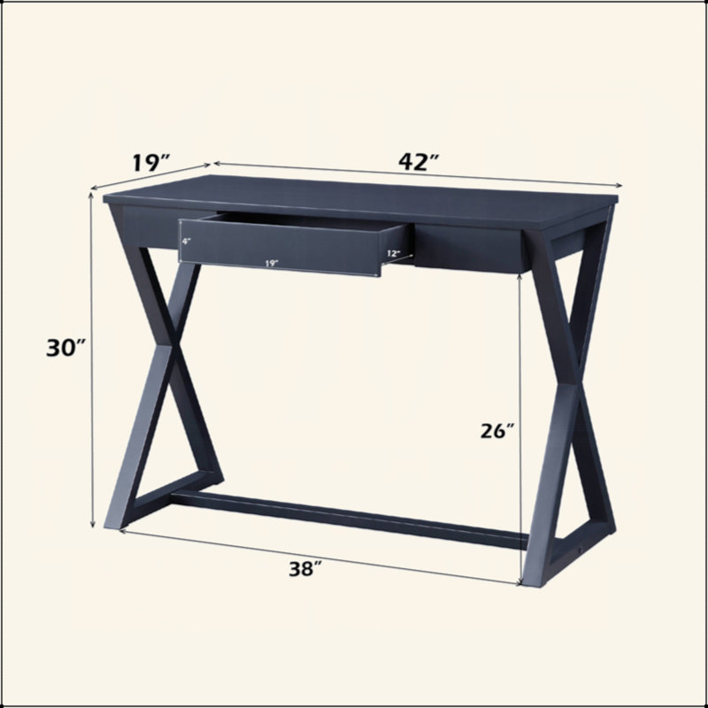 Rectangular Console Table With 1 Drawer, Charcoal