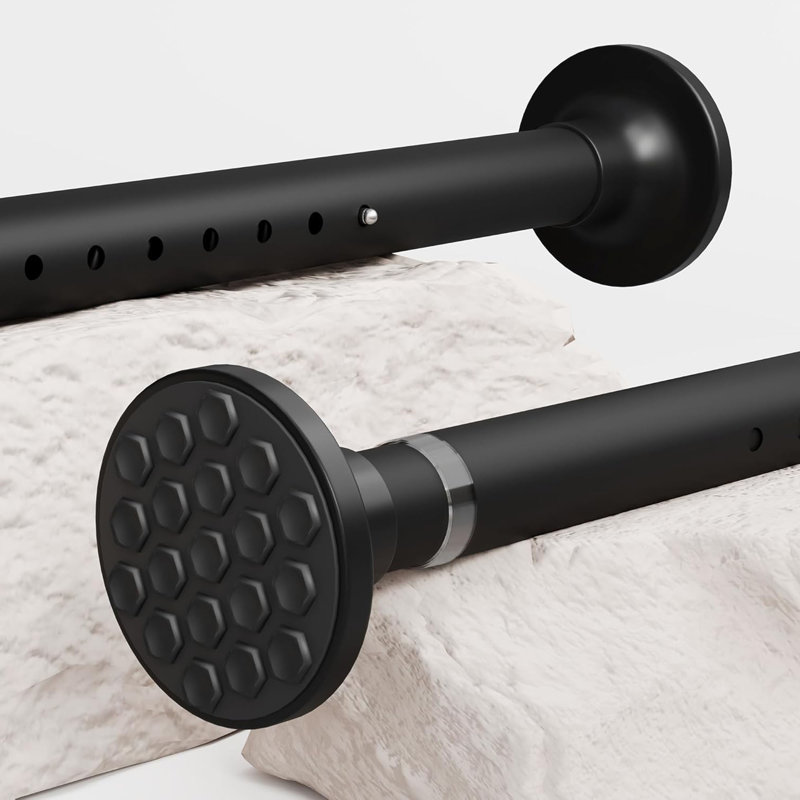 110cm Straight Shower Curtain Pole & Hook Set, Matte Black