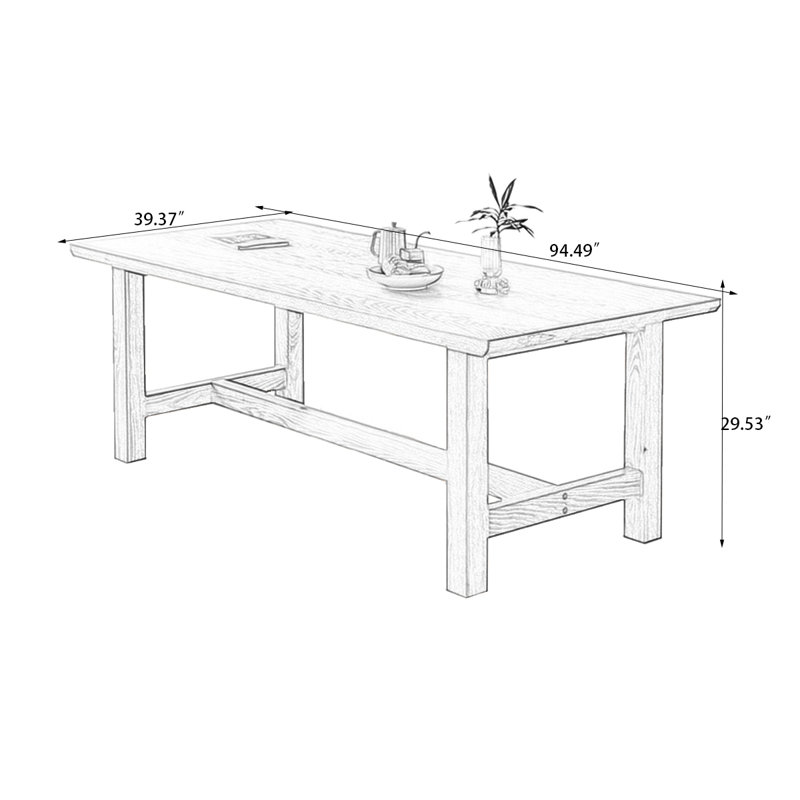 Burlywood Rectangular Solid Wood Butterfly Leaf  Dining Table, 29.53"H x 94.49"L x 39.37"W