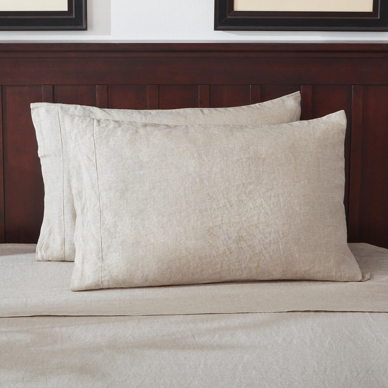 Pure Linen Pillowcase King Size, Stone Washed Pillowcases Envelope Closure, Soft and Durable Pillow Cases,Natural Linen 20" X 40"