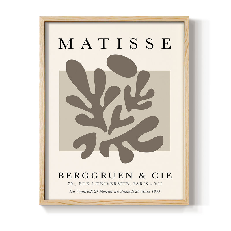 Matisse CCxxviii, reproduction d'art encadrée - bois massif, Naturel, H 11 po x l 9 po