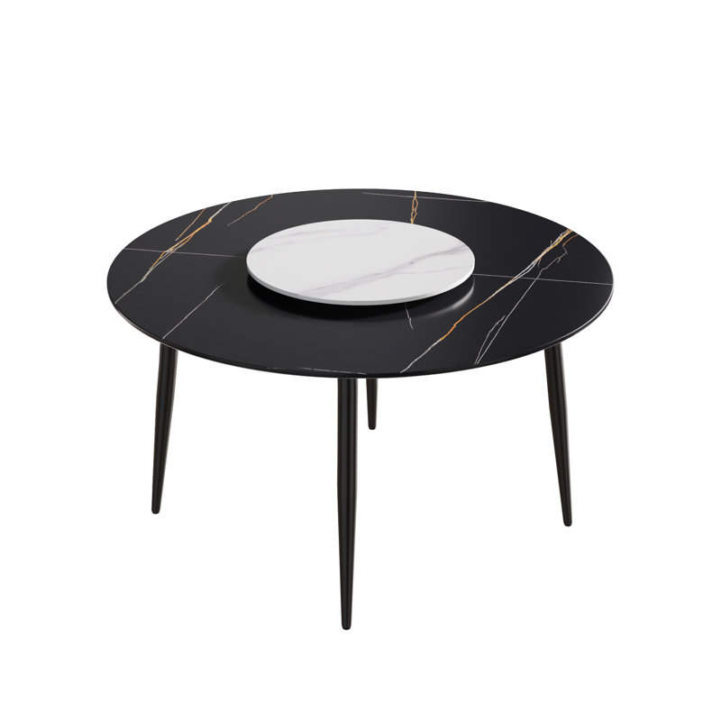 Table de salle à manger à quatre pieds, Noir, Noir / blanc